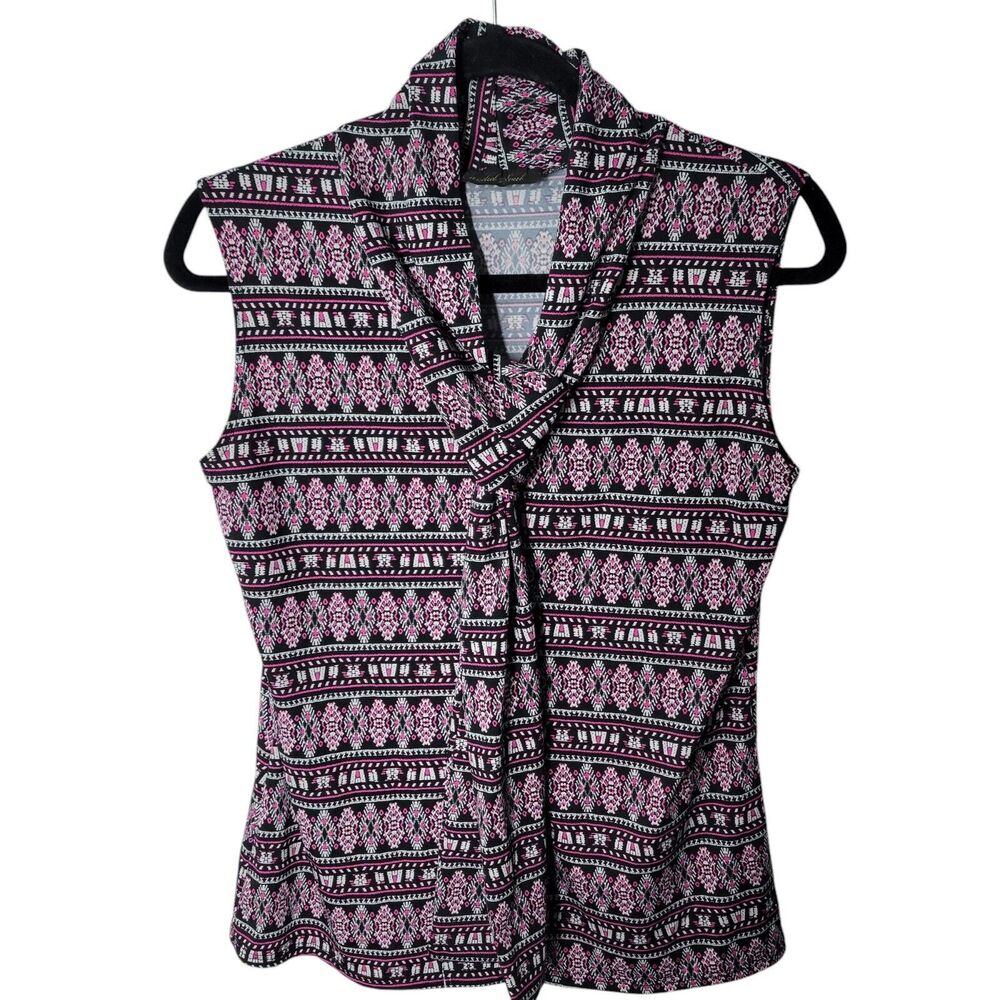 Candid Soul Womens Sz M Multicolor Geometric Sleeveless Blouse